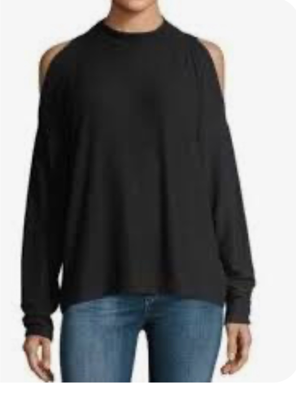 Varley Black Cold-Shoulder Sweatshirt Medium